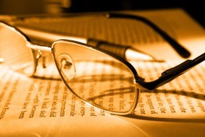 Book and glasses